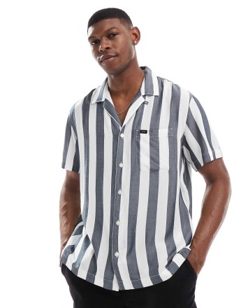 Lee relaxed resort shirt in cream/navy stripe