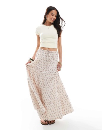 Cotton On tiered maxi skirt in paisley stone