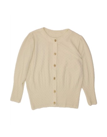 Vintage Cardigan Sweater UK 14 Large In Off In White Spotted