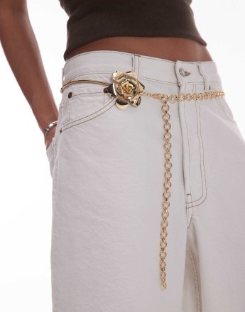 Mango flower chain belt in gold
