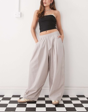 COLLUSION balloon leg trouser in stone