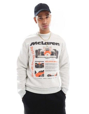 Hollister Mclaren motif detail sweat top in grey
