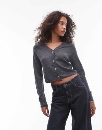 Mango Capsule structured cardigan in grey