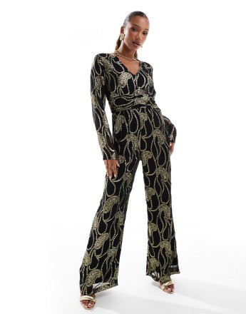 Finding Friday Metallic paisley jumpsuit in gold