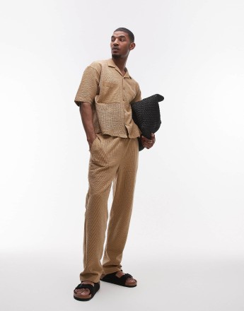 Topman stripe straight fit jogger in mustard