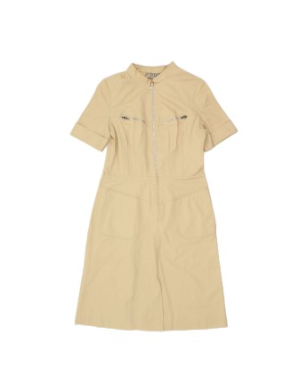 Vintage Short Sleeves Shirt Dress It 42 Medium In Beige