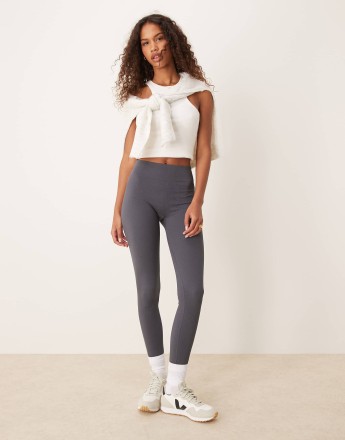 New Look seamless ribbed leggings in grey