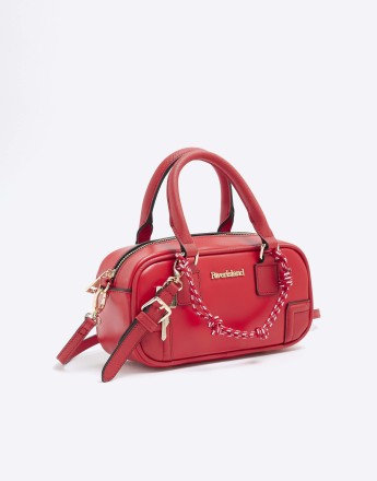 River Island Faux leather charm shoulder bag in red