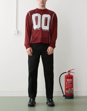Aape by A Bathing Ape elasticated waist straight leg logo jeans in black