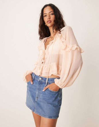 Abercrombie & Fitch denim mini skirt in blue denim