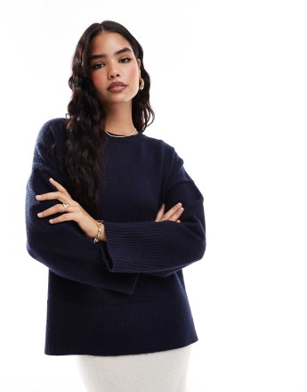 Pretty Lavish oversized knit jumper in navy