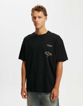 Cotton On Box fit graphic t-shirt in black