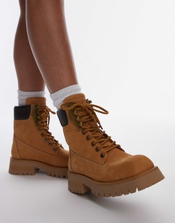 Bronx Qui-nn lace up ankle boots in mustard waxy nubuck