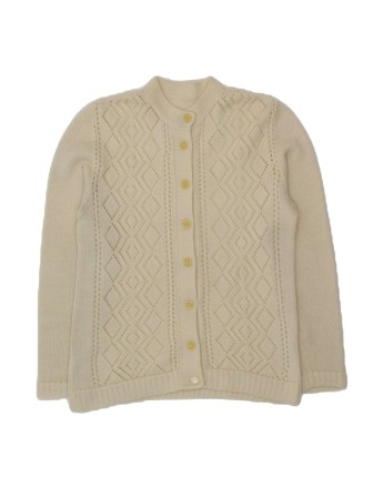 Vintage Cardigan Sweater UK 14 Medium In Off In White