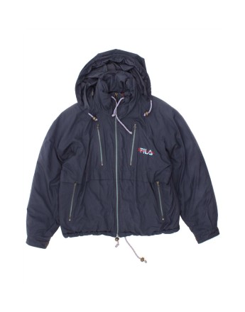 Vintage Fila Hooded Windbreaker Jacket UK 38 Medium In Blue