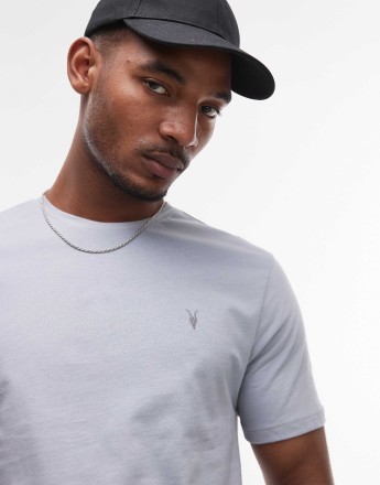 AllSaints Brace brushed cotton t-shirt in willow blue