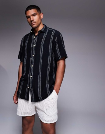 ADPT oversized short sleeve shirt in black stripe