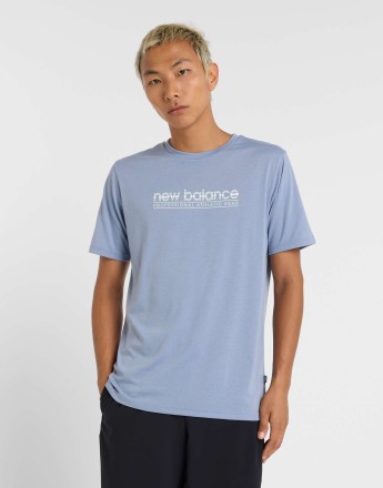 New Balance Heathertech athletic gear t-shirt in blue