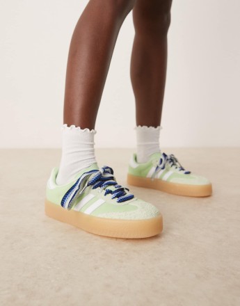 adidas Originals Sambae trainers in light green and white