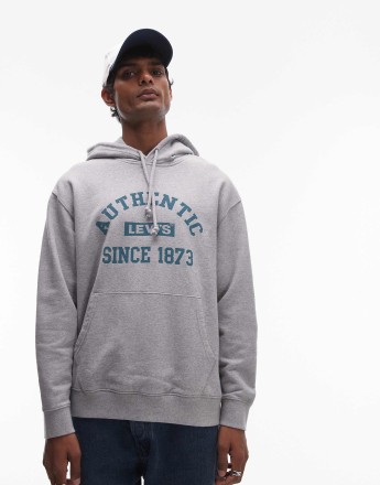 Levi's varsity logo relaxed fit hoodie in grey marl