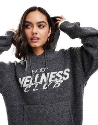Cotton On knitted premium hoodie in charcoal marle