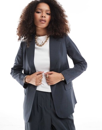 Vero Moda Rita relaxed tailored blazer co-ord in asphalt grey
