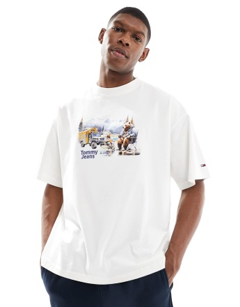 Tommy Jeans fun camping graphic t-shirt in white