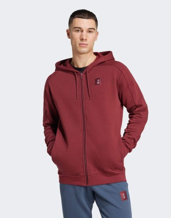 adidas Football Manchester United seasonal full-zip hoodie in burgundy