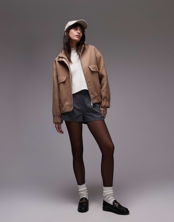 Selected Femme Bomber jacket with pockets in camel