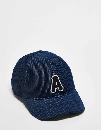 Aape by A Bathing Ape cord collegiate logo cap in navy