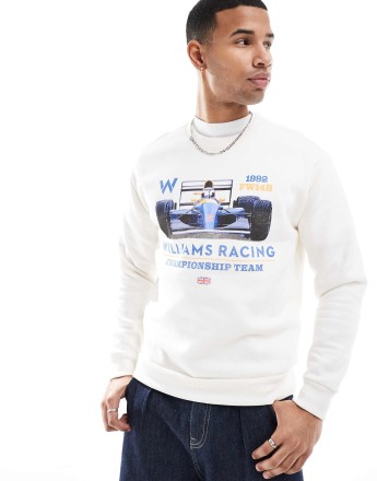 Hollister racing motif detail sweat top in cream