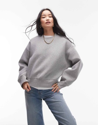 Topshop premium scuba sweat in grey marl