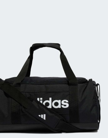 adidas performance Linear duffel bag small in black / black / white
