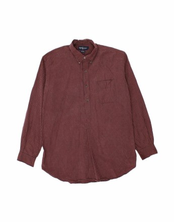 Vintage Ralph Lauren Kimbell Pullover Shirt XL In Burgundy Check