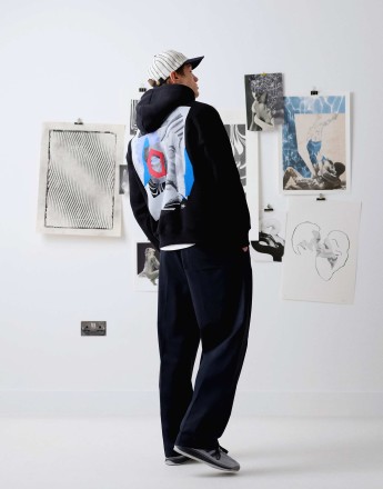 Topman x Becky Baier oversized fit hoodie with front and back patch print and embroidery in black