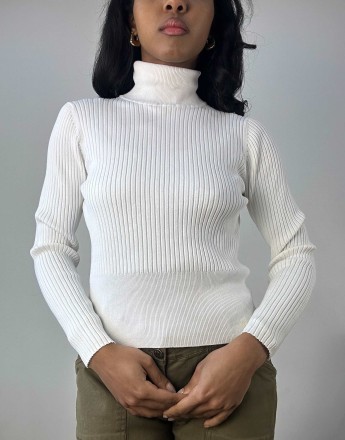 Vintage ribbed jumper in white