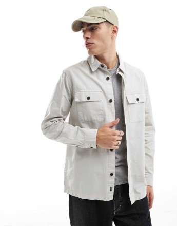 Threadbare overshirt in off white