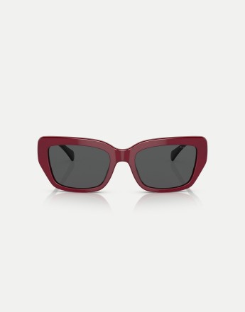Ralph Ra5292 rectangle sunglasses with grey lens in shiny opal red
