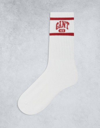 GANT 1949 logo sports socks in white and red