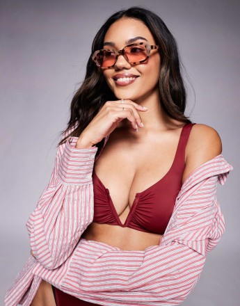 ALDO desni square sunglasses in tortoiseshell with pink lens