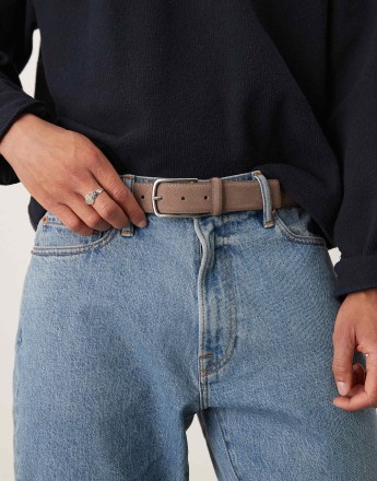 Mango suede square buckle belt in washed brown