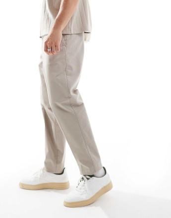 Armani Exchange soft tailored trouser in beige