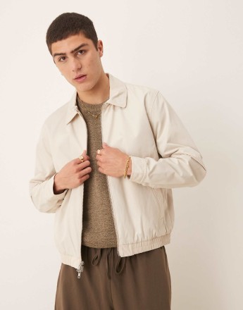 Abercrombie & Fitch cropped harrington jacket in tan