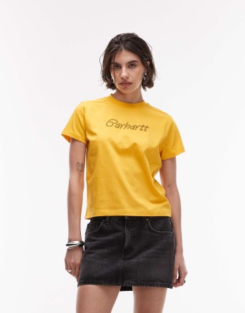 Carhartt WIP chained back print t-shirt in yellow