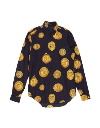 Vintage Versace Abstract Pattern Shirt Medium In Blue