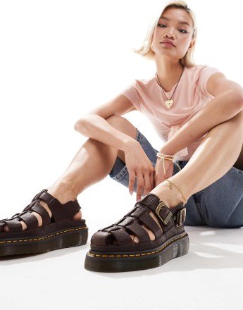 Dr Martens Wrenlie quad caged sandals in brown