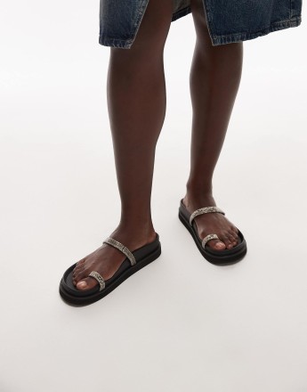 Topshop Josh minimal flat sandal in snake