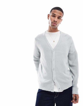 Brave Soul knitted cardigan in light grey