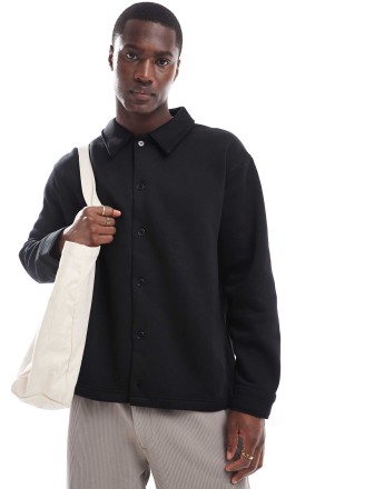 Selected Homme oversized jersey shirt in black