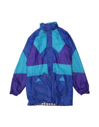 Vintage Hooded Rain Jacket UK 42 XL In Blue Colourblock